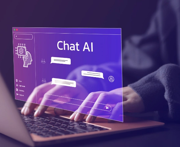 Support specialist working with a conversational AI dashboard