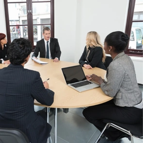 Engineering team discussing system architecture