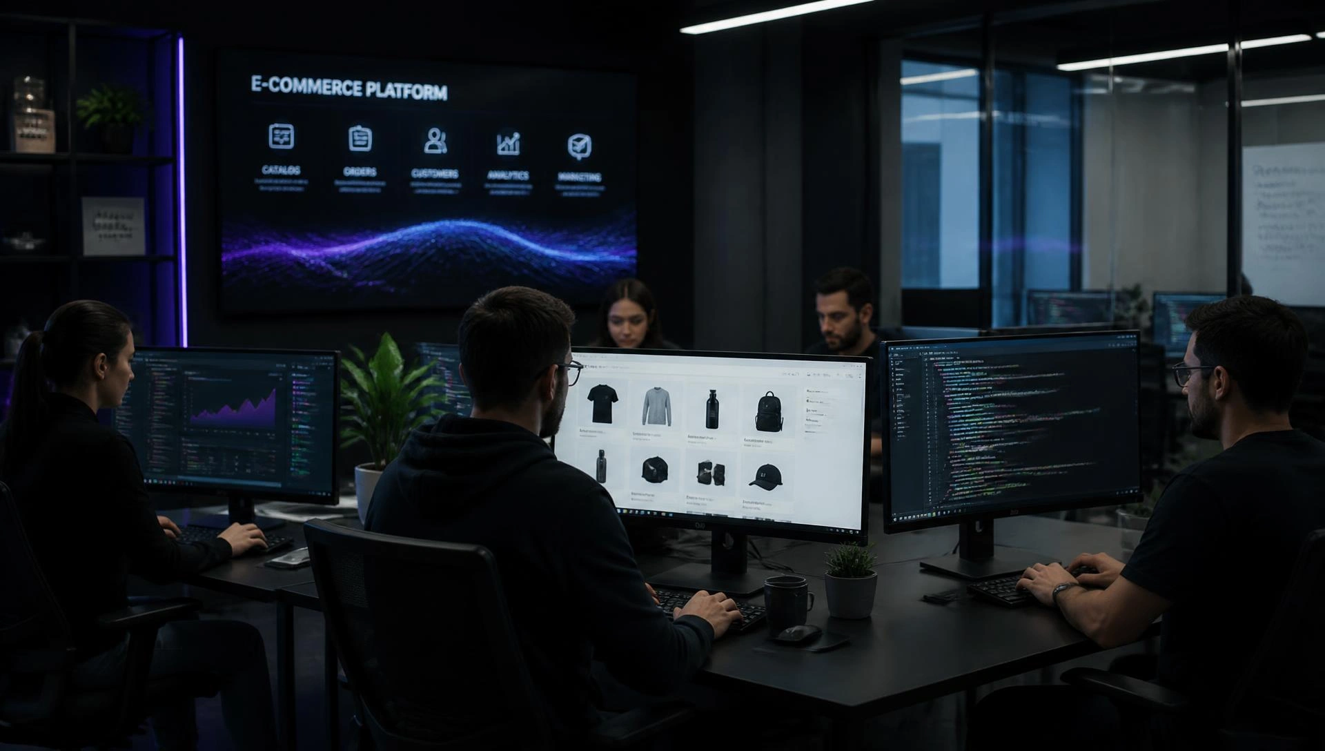 Softfix web portal development team collaborating in a modern office