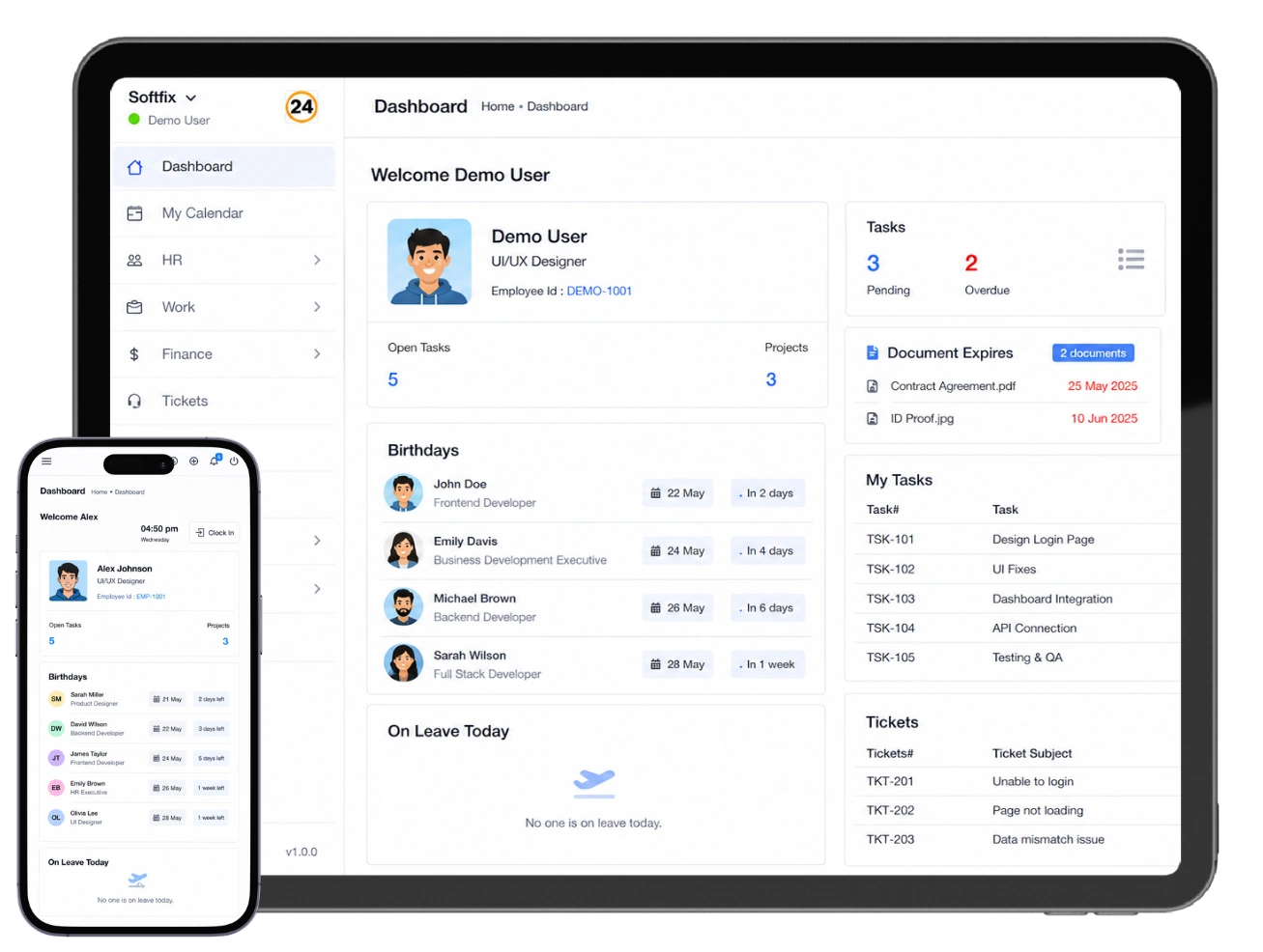 Web application dashboard interface built by frontend developers