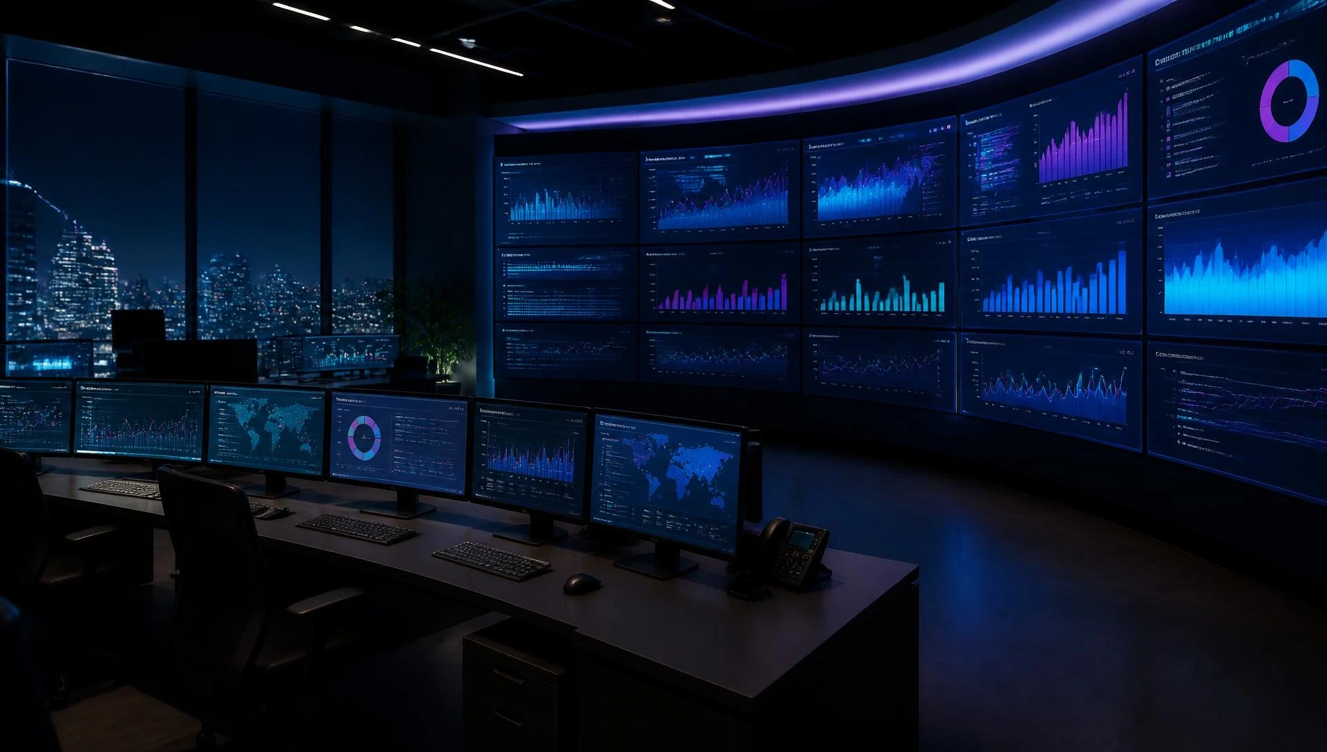 Enterprise digital marketing analytics command centre with performance dashboards
